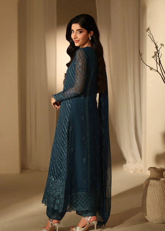 Azure Zinc Embroidered Chiffon | 3-Piece Unstitched Formal Suit