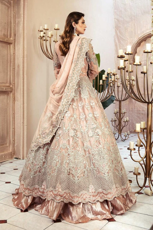 Heavy Embroidered Net Frock with Silk Trouser