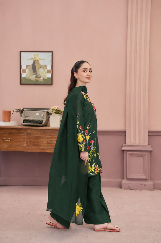 Luxury Floral Embroidered 3-Piece Unstitched Suit