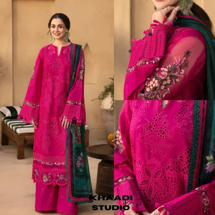 Lawn 3pc unstitched Embroidered suit