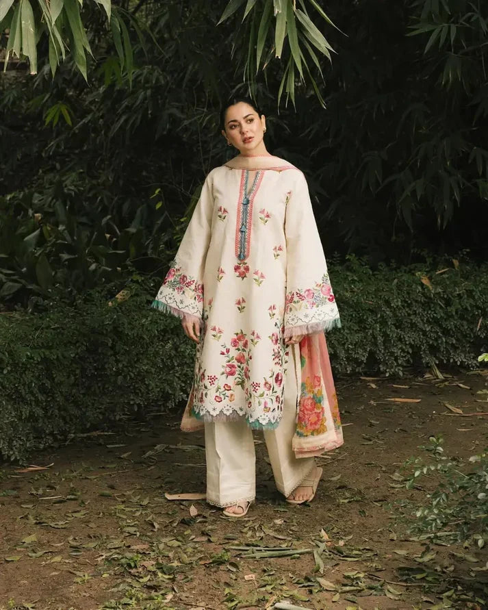 White Lilly Lawn Suit