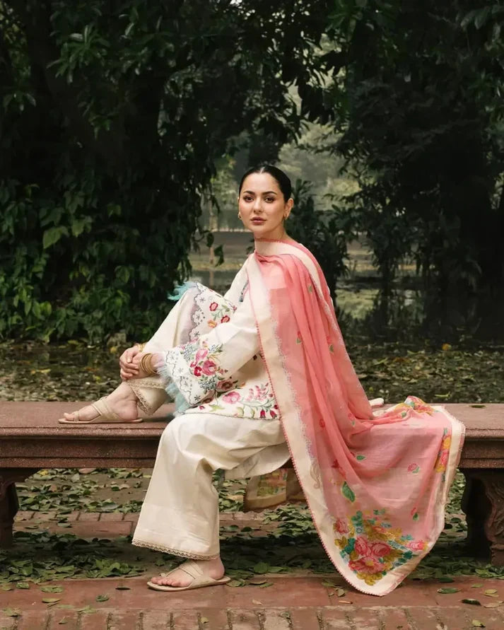 White Lilly Lawn Suit
