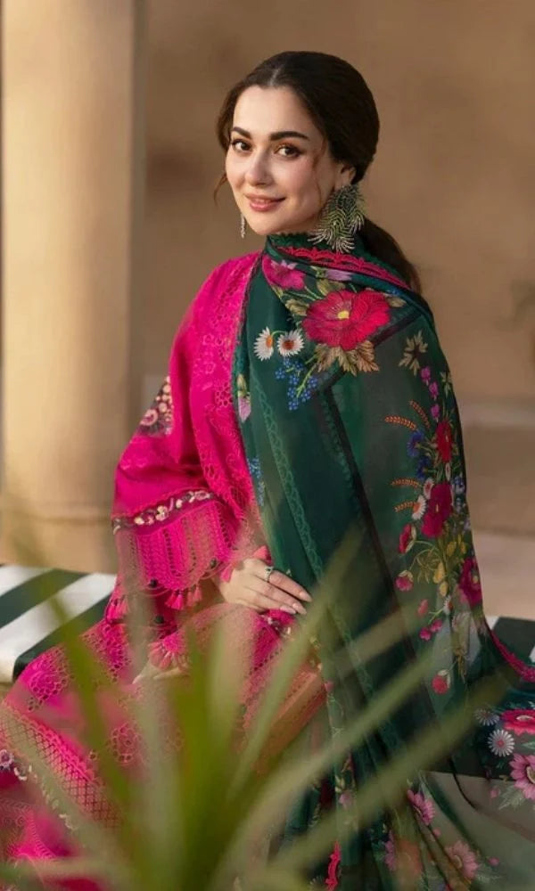 Lawn 3pc unstitched Embroidered suit