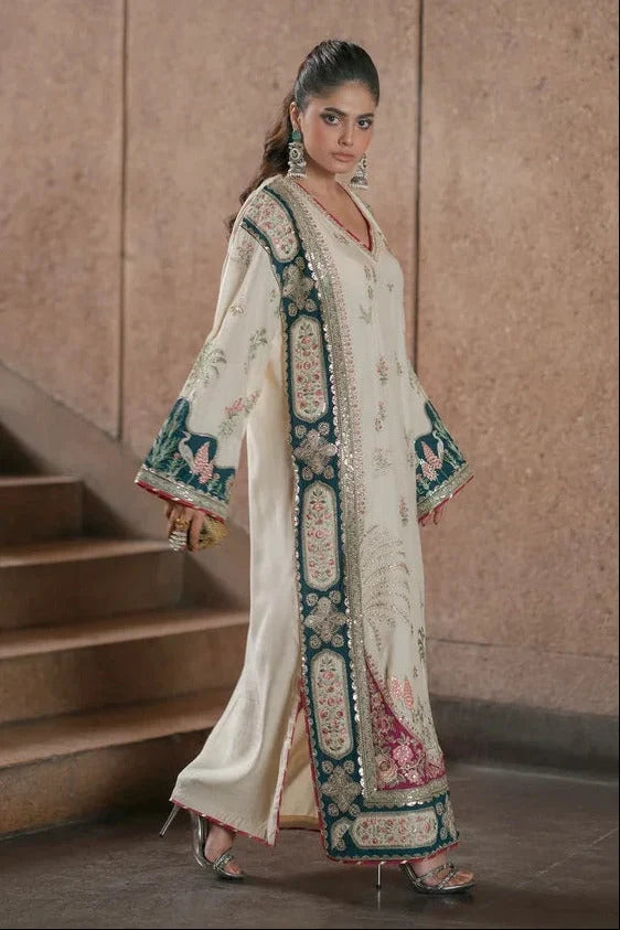 Ethnic White Silk Suit