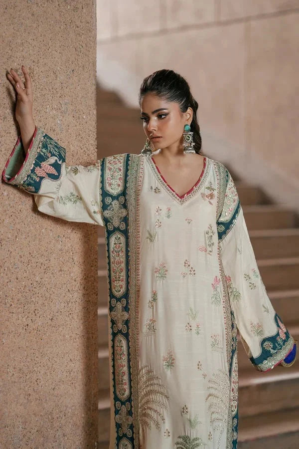 Ethnic White Silk Suit