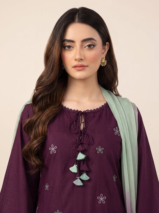 Wine Embroidered-3pc