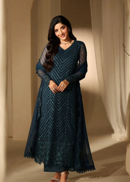 Azure Zinc Embroidered Chiffon | 3-Piece Unstitched Formal Suit