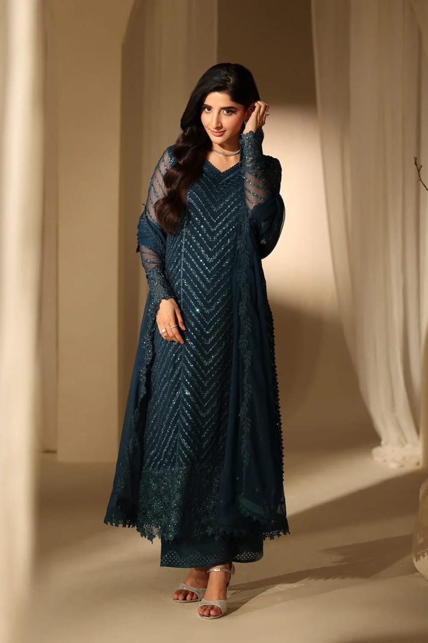 Azure Zinc Chiffon Suit