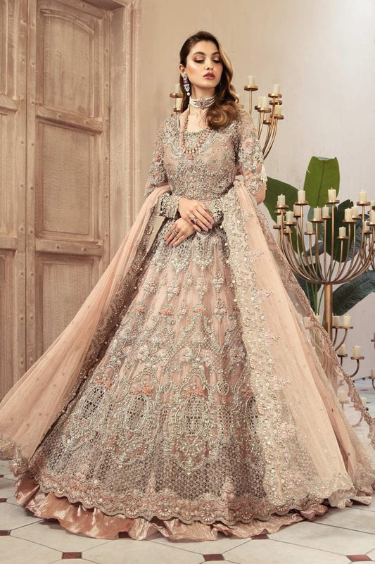 Heavy Embroidered Net Frock with Silk Trouser