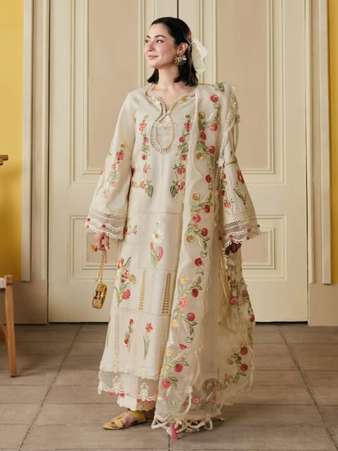 Hala" luxury embroidered lawn suit