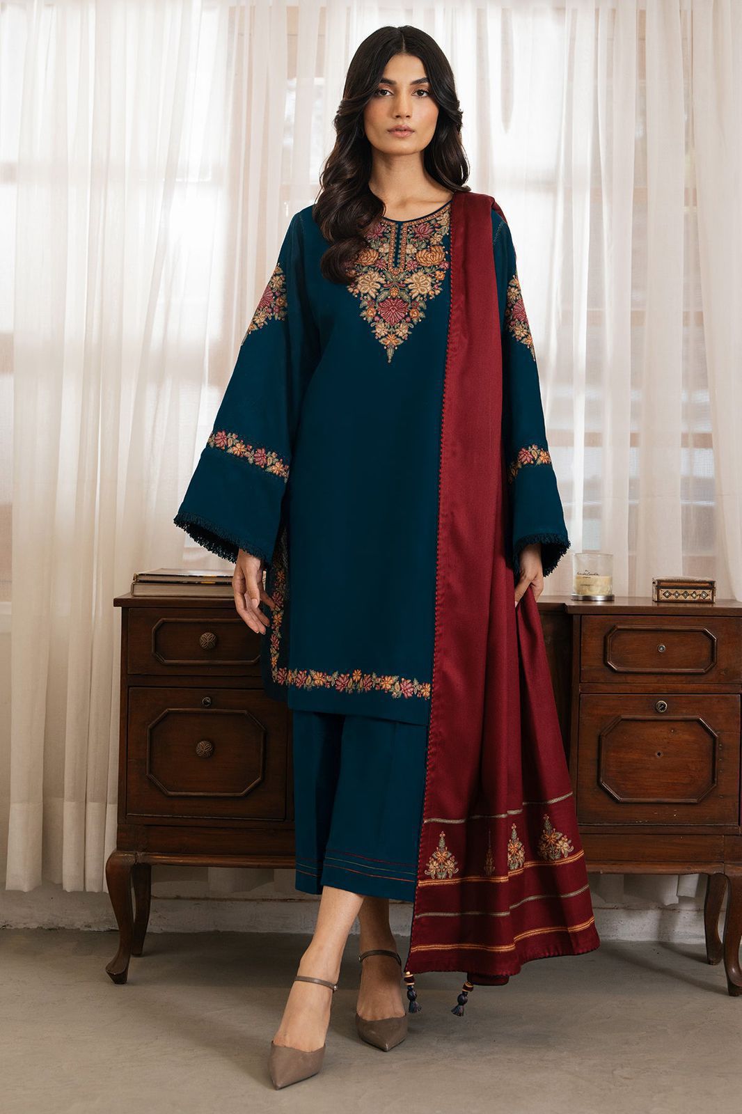 JAZMIN JZ-625 | 3-Piece Unstitched Winter Dhanak Embroidered Suit