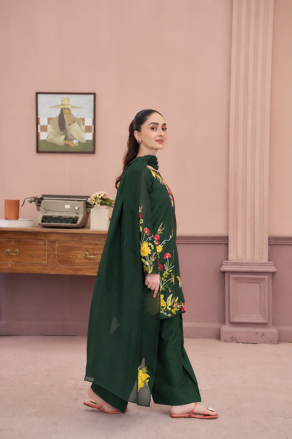 Luxury Floral Embroidered 3-Piece Unstitched Suit