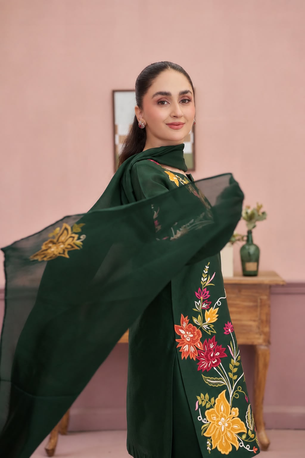 Luxury Floral Embroidered 3-Piece Unstitched Suit