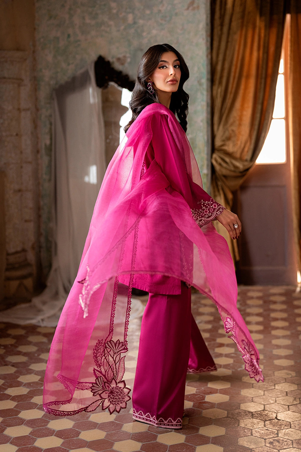 Elegant Magenta Embroidered | 3-Piece Unstitched Formal Suit