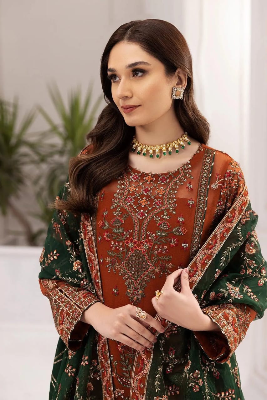 Rang-e-Mehr Luxury Embroidered Chiffon Suit