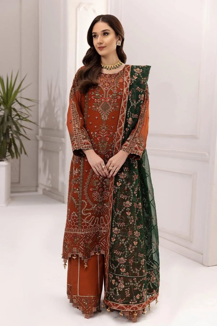 Rang-e-Mehr Luxury Embroidered Chiffon Suit