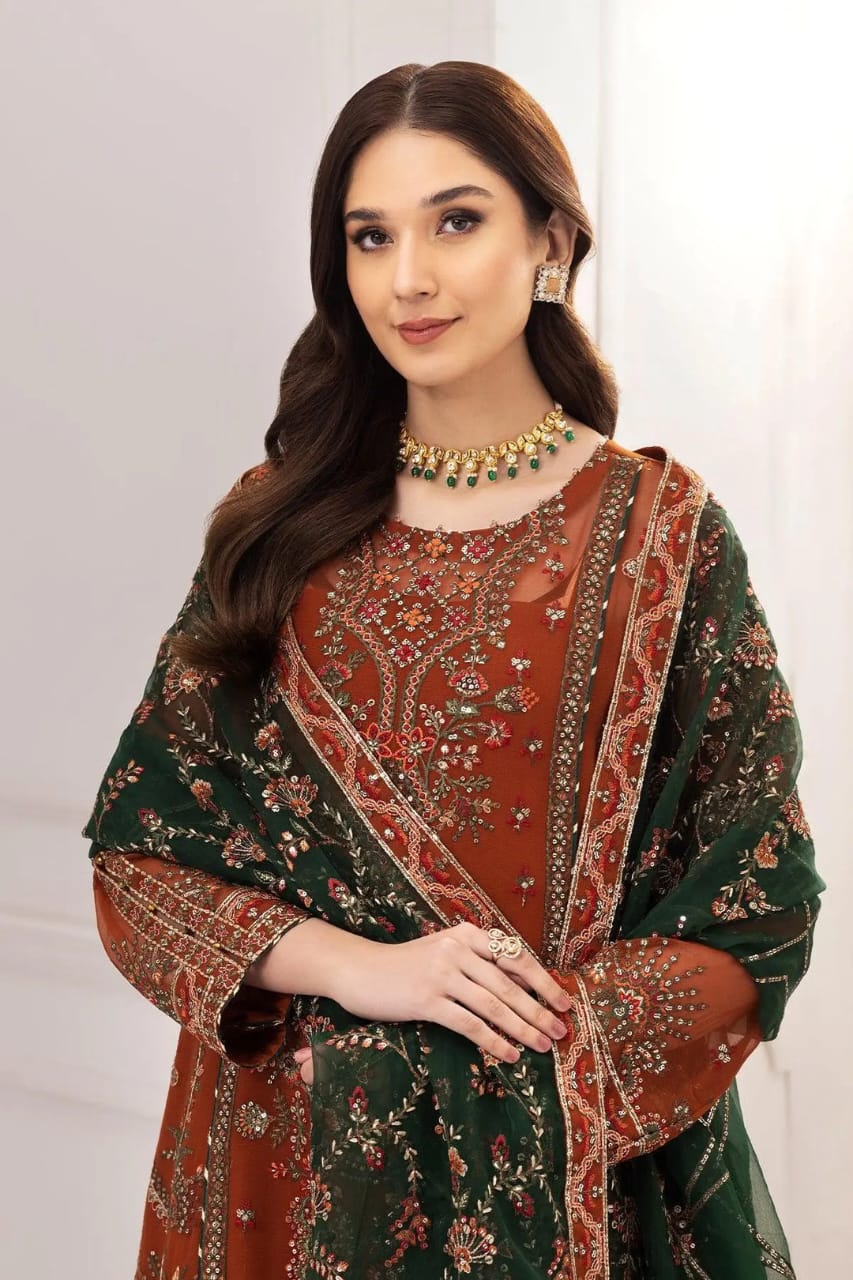 Rang-e-Mehr Luxury Embroidered Chiffon Suit