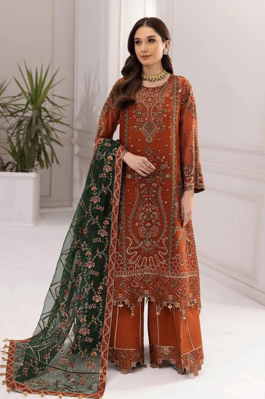 Rang-e-Mehr Luxury Embroidered Chiffon Suit