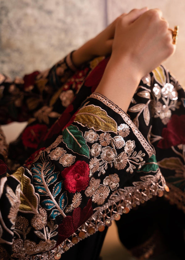 Black Mehnaaz Embroidered Chiffon Suit