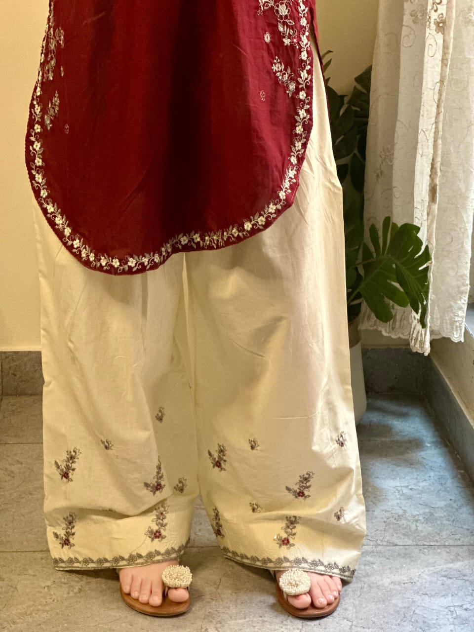 Elegant Magenta Embroidered 3-Piece Suit