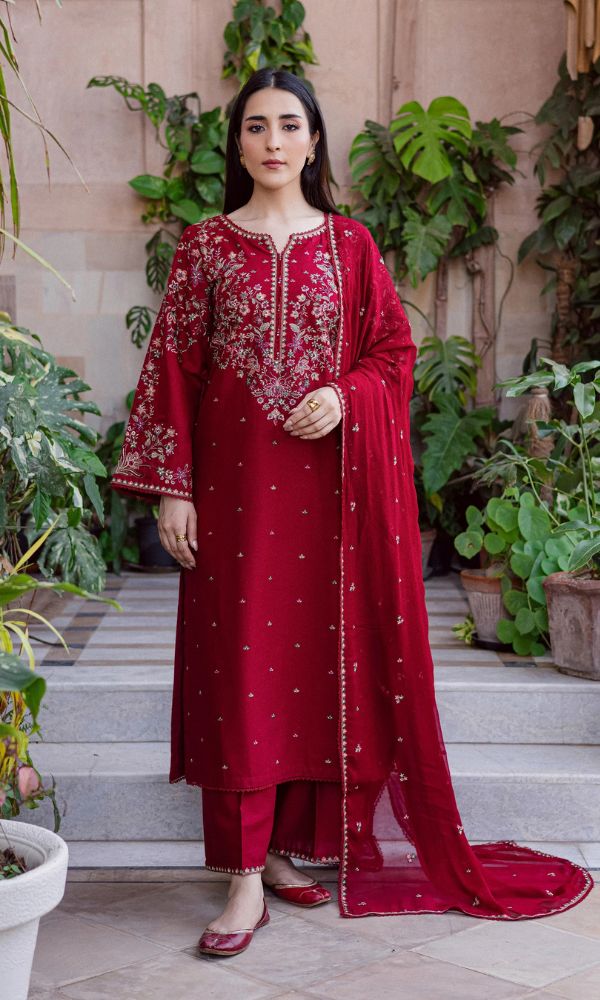 Elegant Black & Maroon 3-Piece Suit