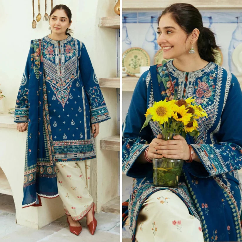 Zeeva 3PC Lawn Embroidered Suit