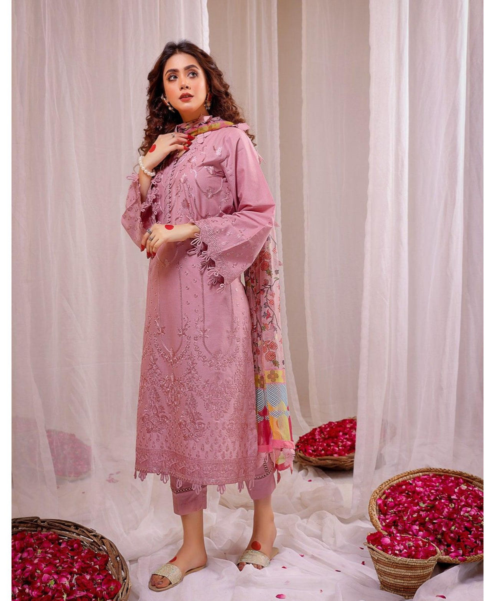 3PC Dhanak Embroidered Suit