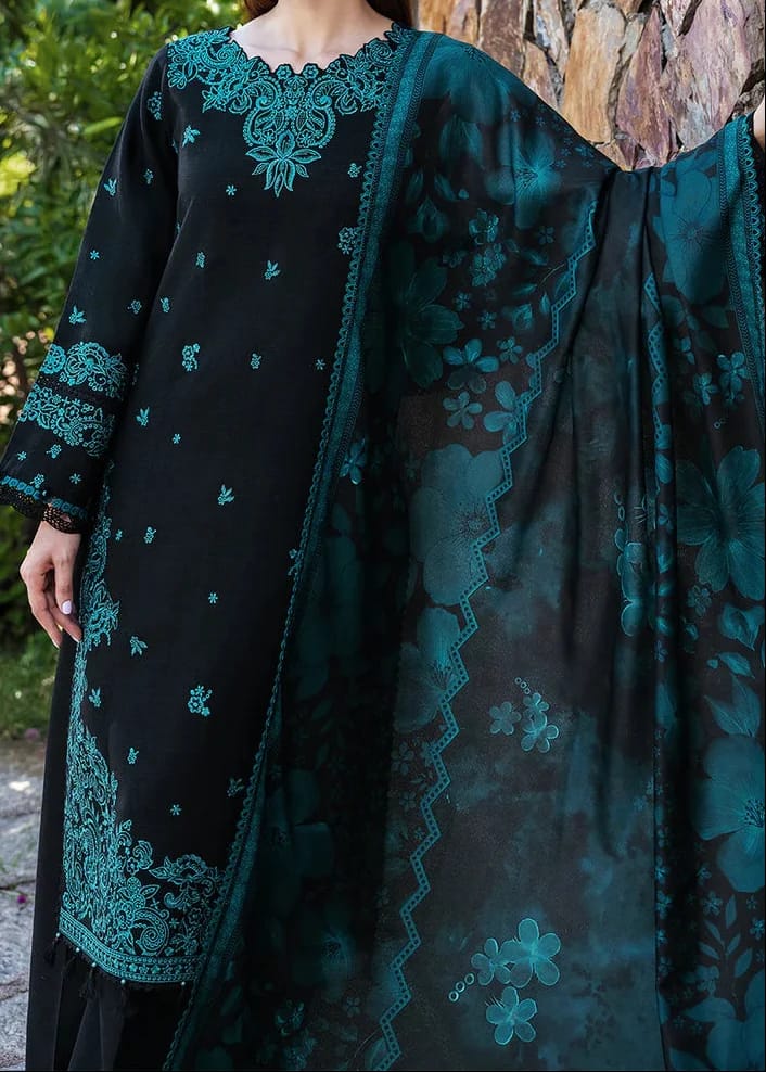 Zeeva 3PC Embroidered Suit with Plain Shalwar