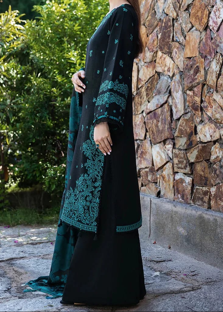 Zeeva 3PC Embroidered Suit with Plain Shalwar