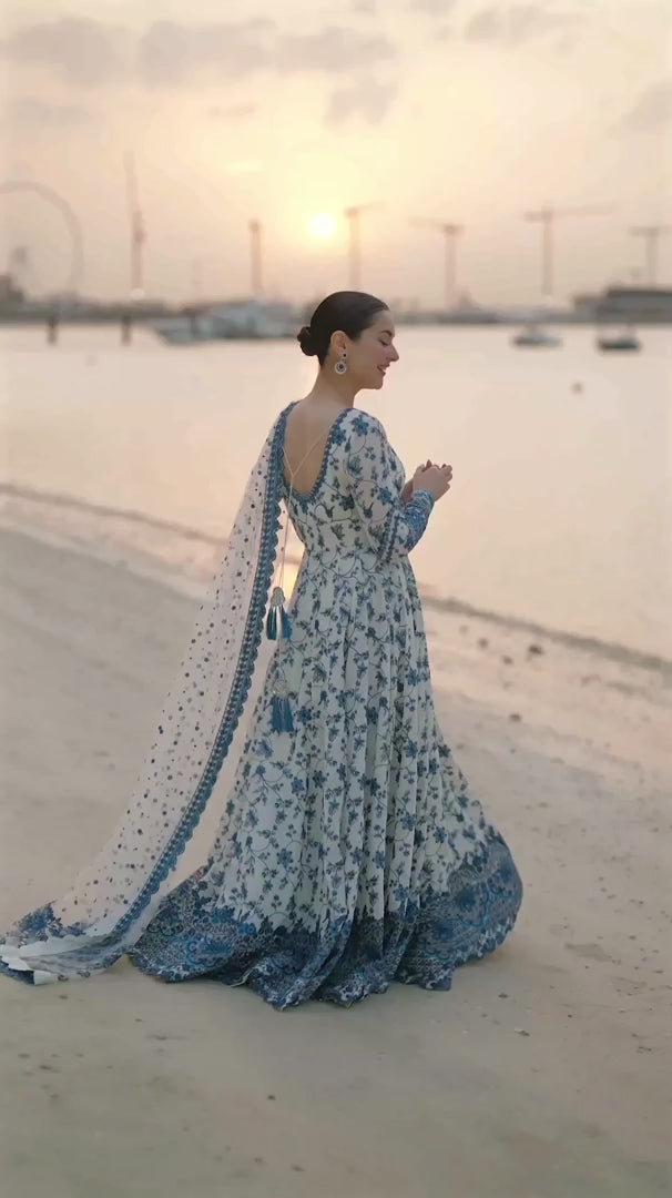 Zeeva Blue Floral Lawn Dress