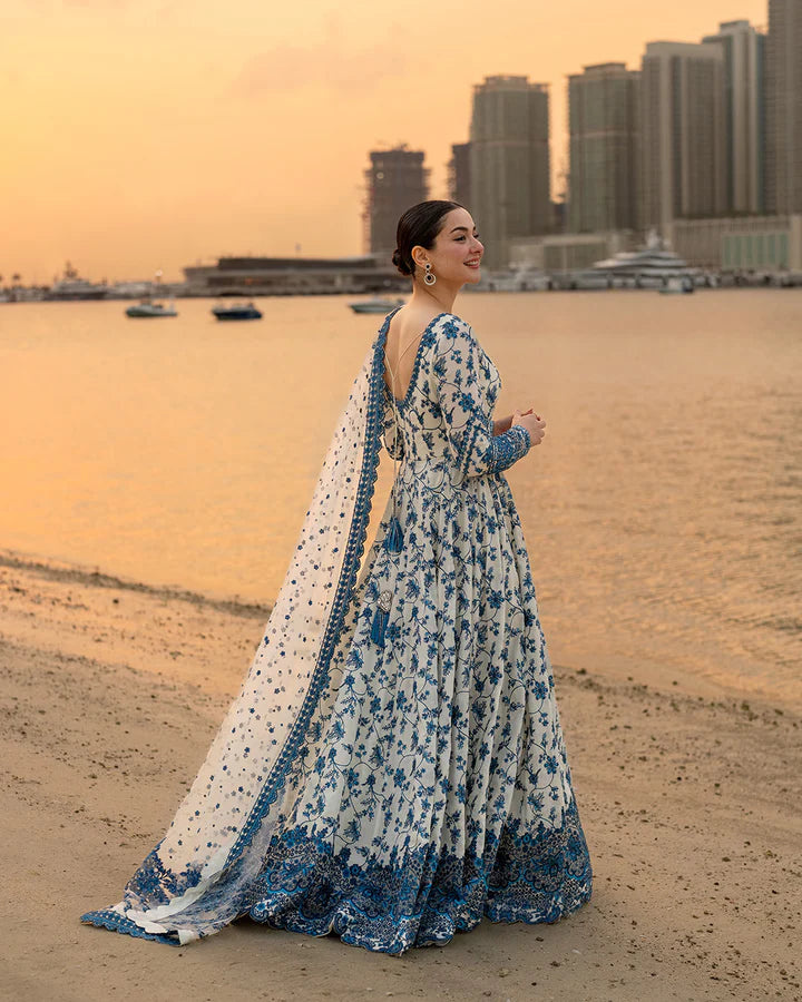 Zeeva Blue Floral Lawn Dress