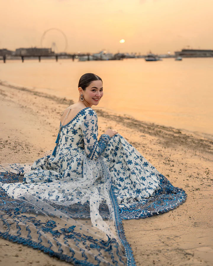 Zeeva Blue Floral Lawn Dress