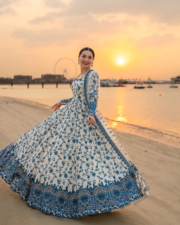 Zeeva Blue Floral Lawn Dress