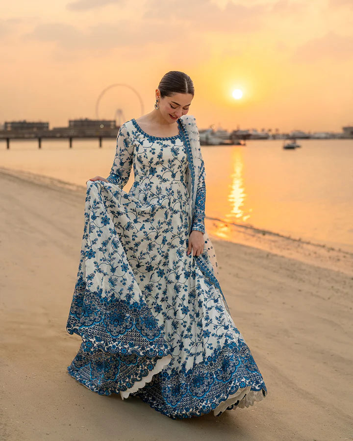 Zeeva Blue Floral Lawn Dress
