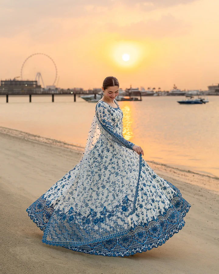 Zeeva Blue Floral Lawn Dress