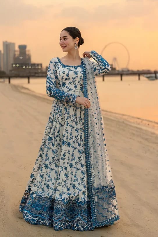 Zeeva Blue Floral Lawn Dress