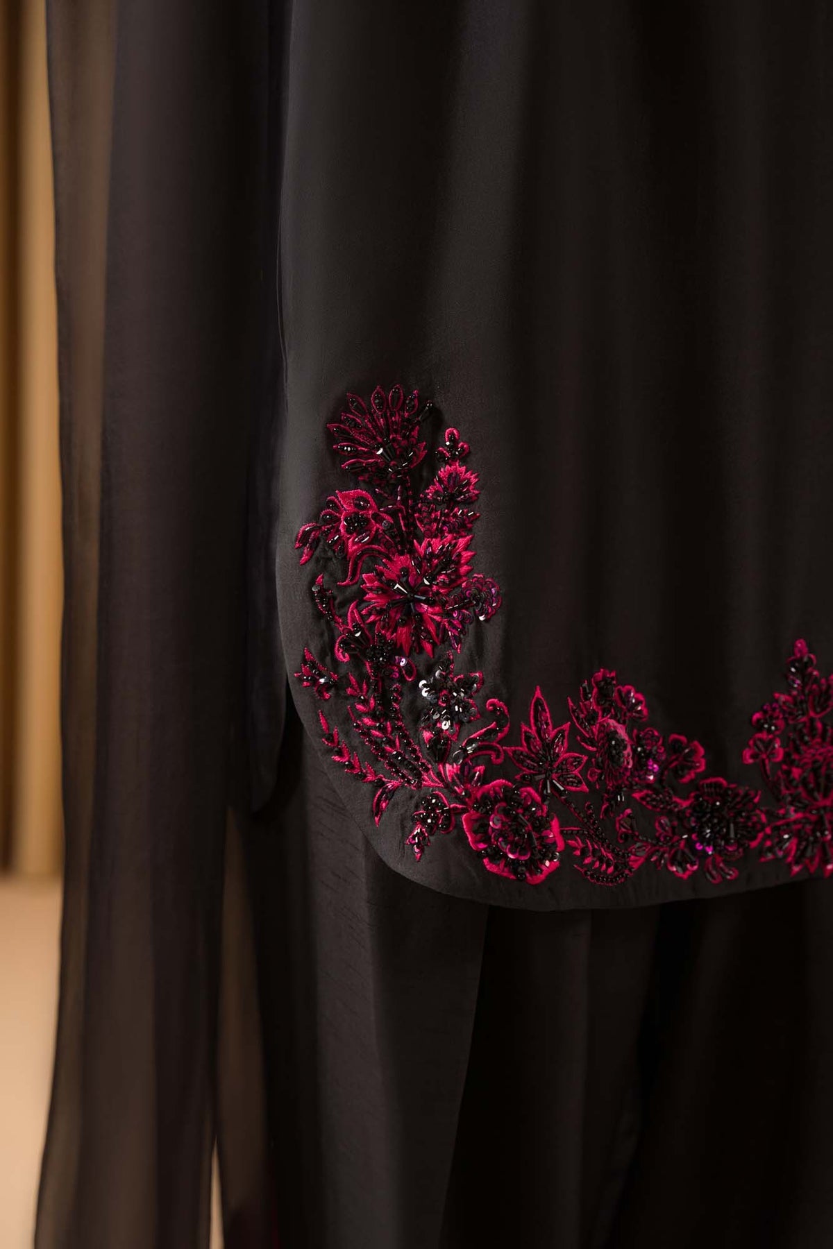 Ruby Embroidered Silk Suit