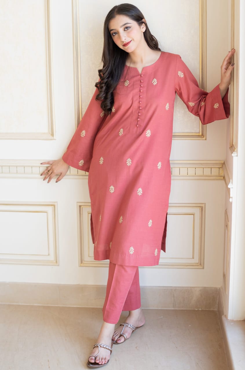 Embroidered Dhanak 3-Piece Suit