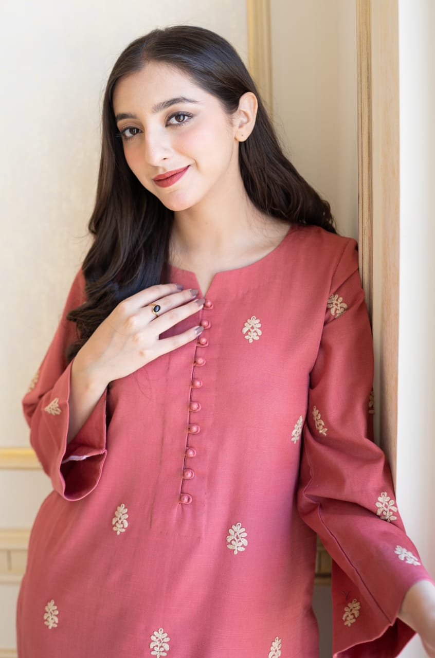 Embroidered Dhanak 3-Piece Suit