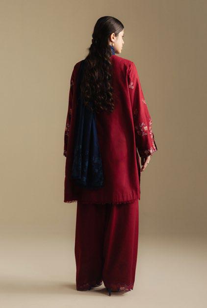 Zara Embroidered Dhanak 3-Piece Suit