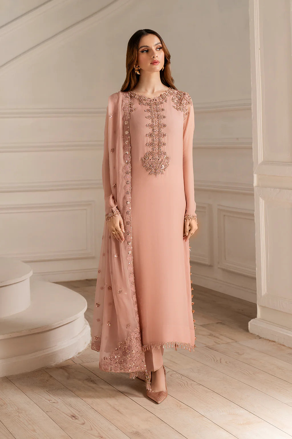 Iznik Embellished Chiffon Dress