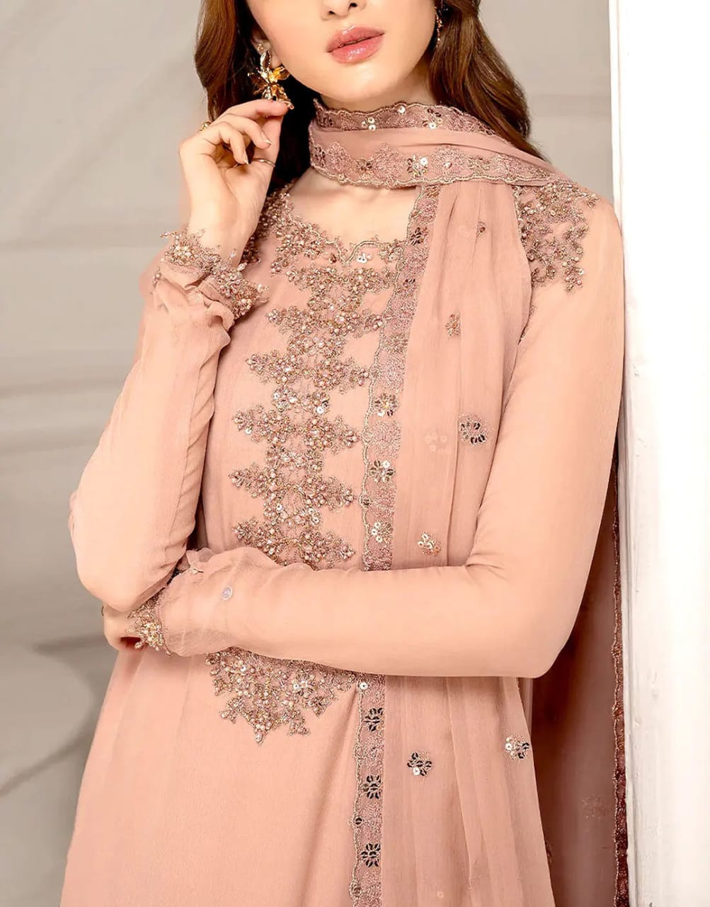 Iznik Embellished Chiffon Dress
