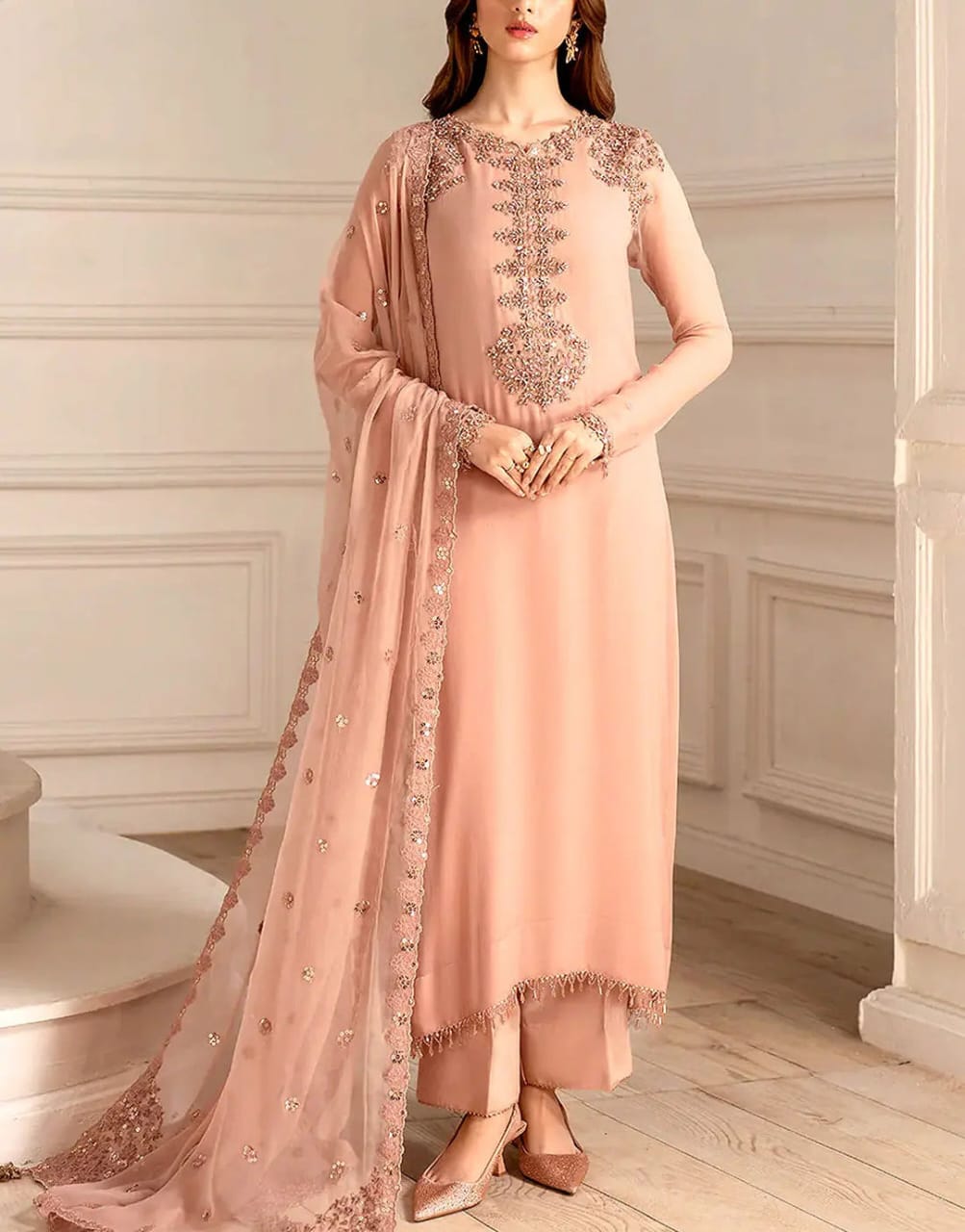 Iznik Embellished Chiffon Dress