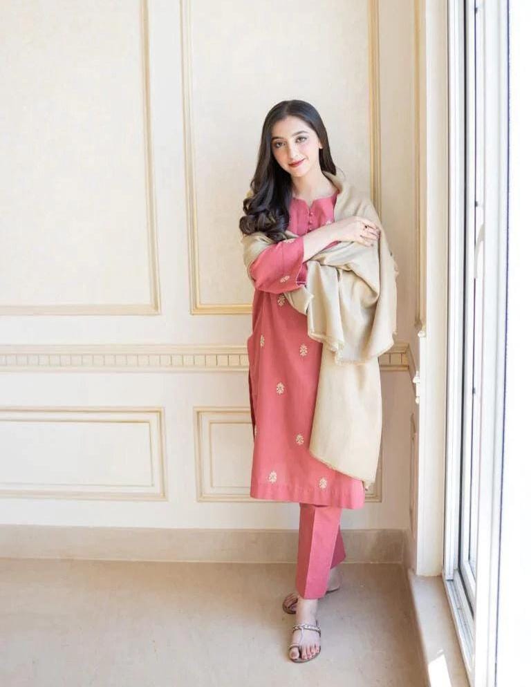 Embroidered Dhanak 3-Piece Suit