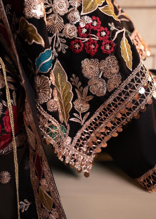 Black Mehnaaz Embroidered Chiffon Suit