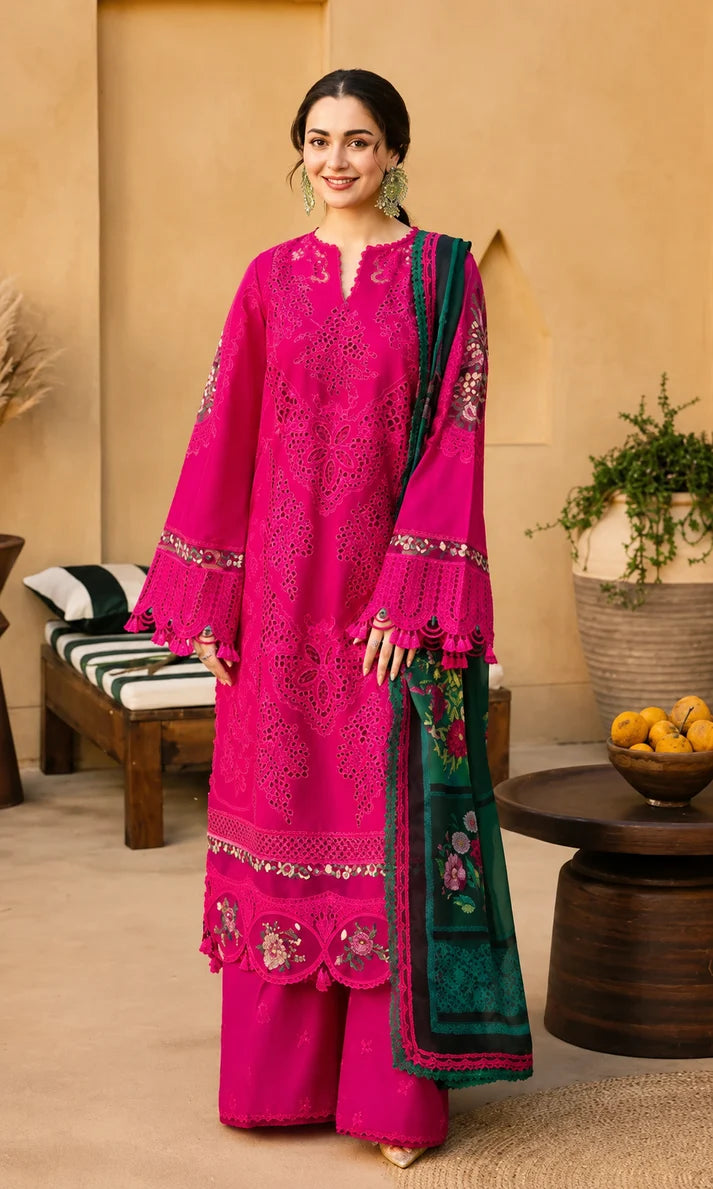 Lawn 3pc unstitched Embroidered suit